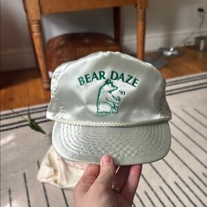 Vintage silvery and Green Bear Daze Hat Accessories